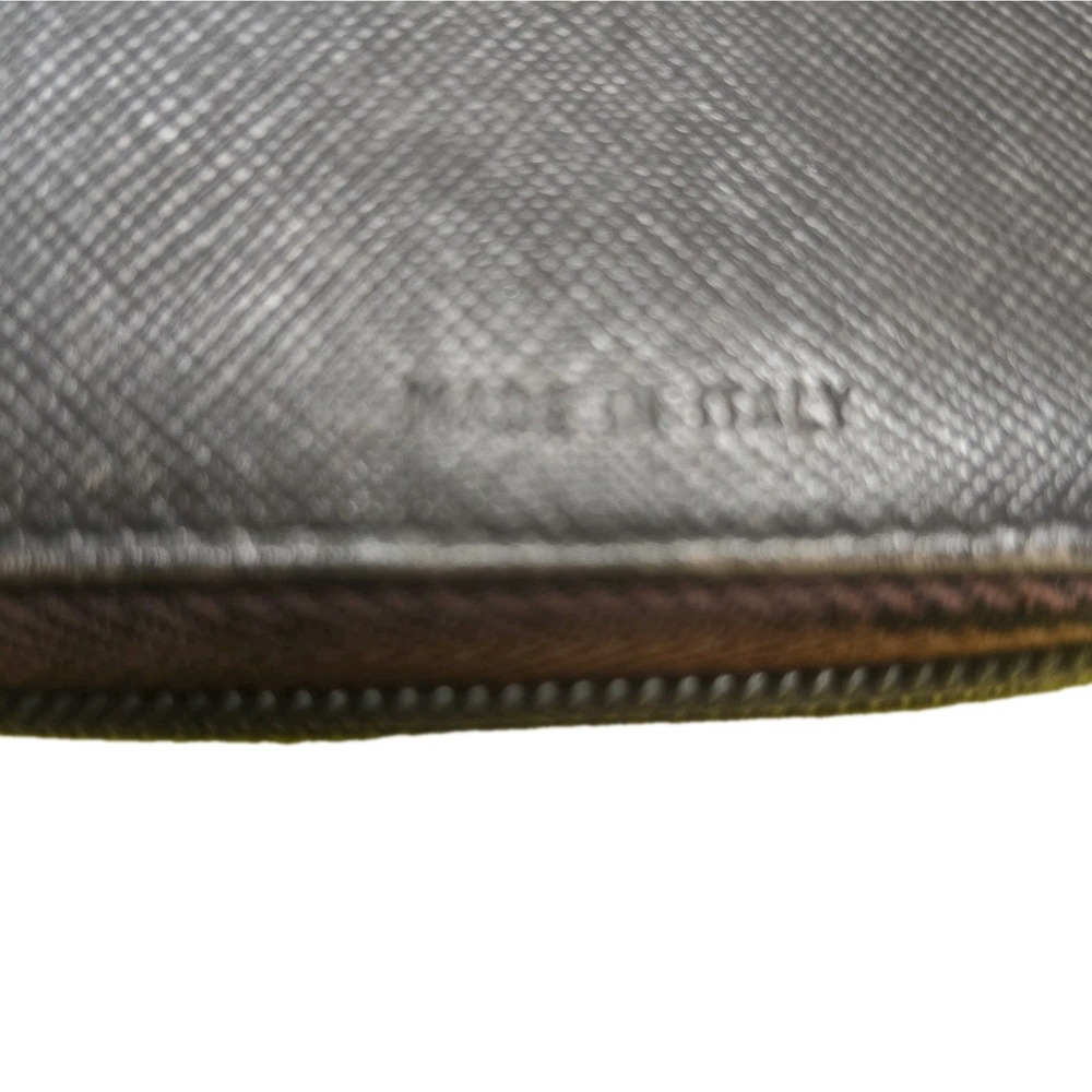 Prada Saffiano Leather Bifold Zip Coin Wallet Brown Triangle Logo Made Italy - Picture 13 of 16
